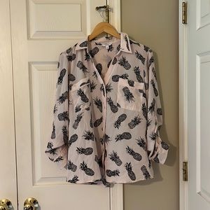 XL Candies Pineapple Flowy Button Up